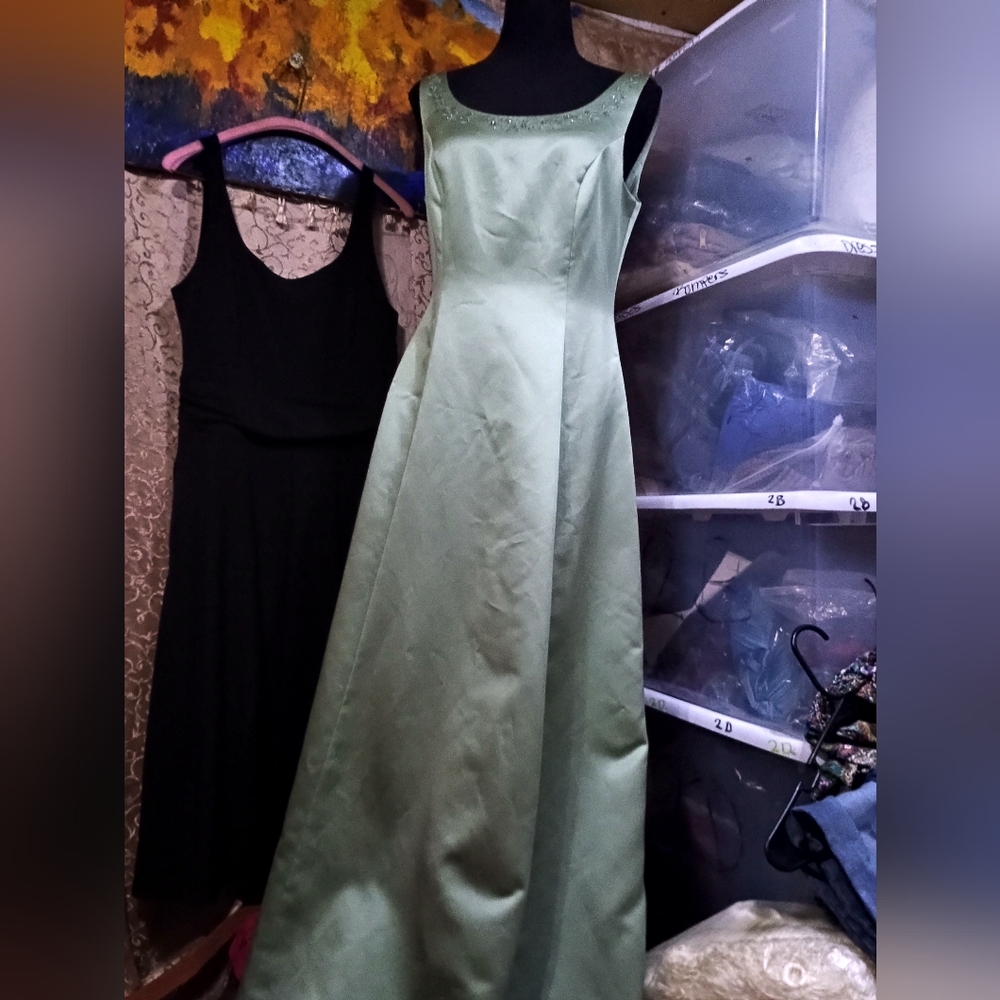 David's Bridal light green gown